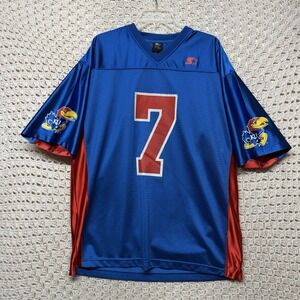 VTG Starter Kansas Jayhawks Football Jersey Men'sXL Blue #7 V Neck Mesh Jersey